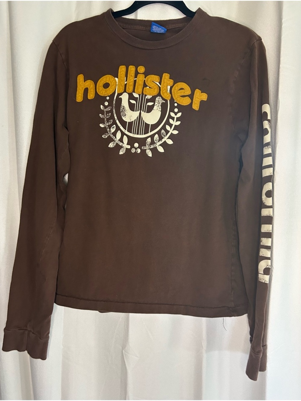 Vintage Hollister Y2K Women’s Surf California Long Sleeve Brown Shirt FLAWED